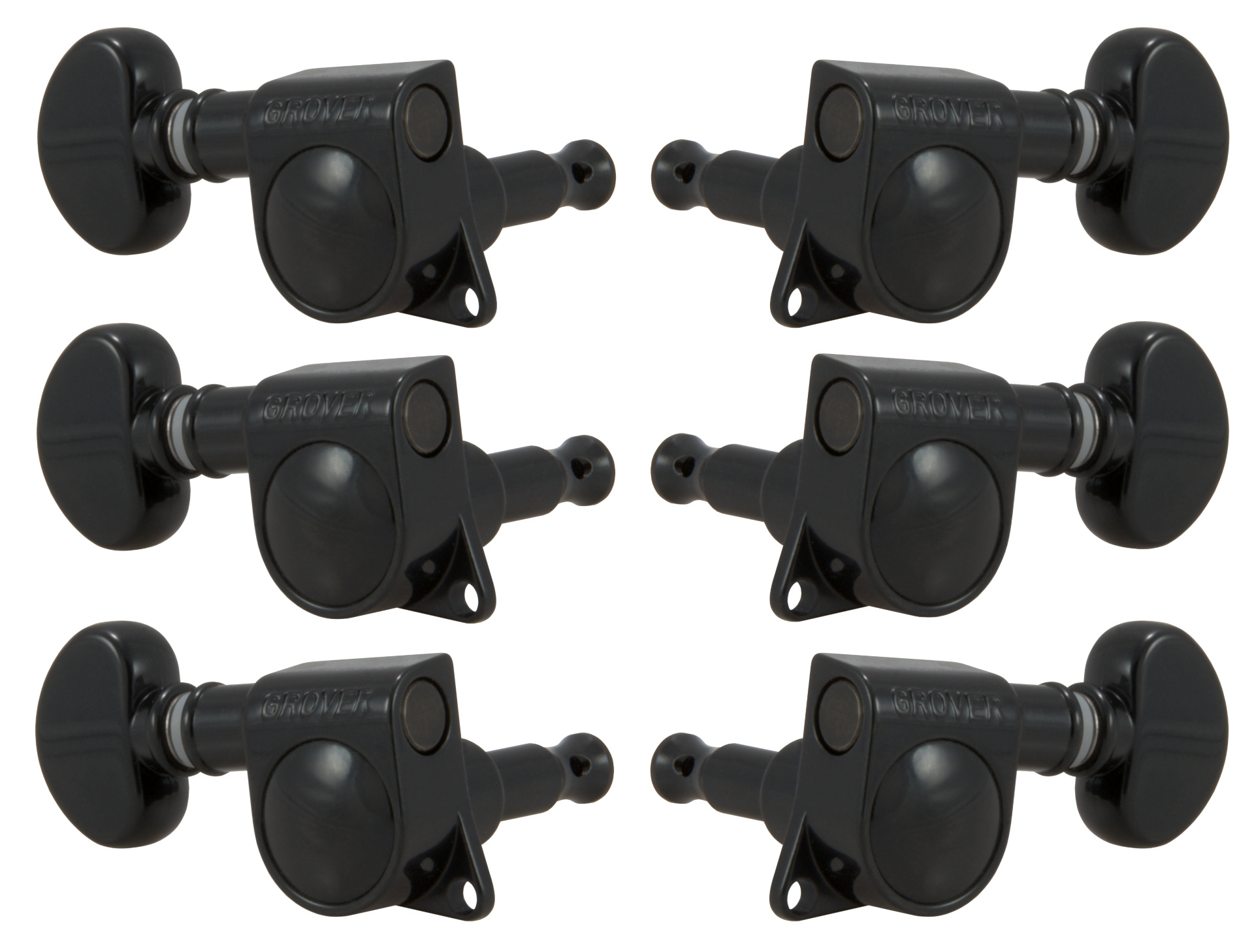 Grover 305BC Mid-Size Rotomatics with Round Button - Guitar Machine Heads, 3 + 3 - Black Chrome