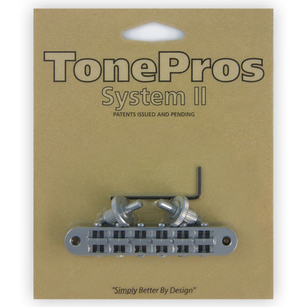 TonePros T3BP SC - Standard Tune-O-Matic Bridge (Small Posts / Notched Saddles) - Satin Chrome