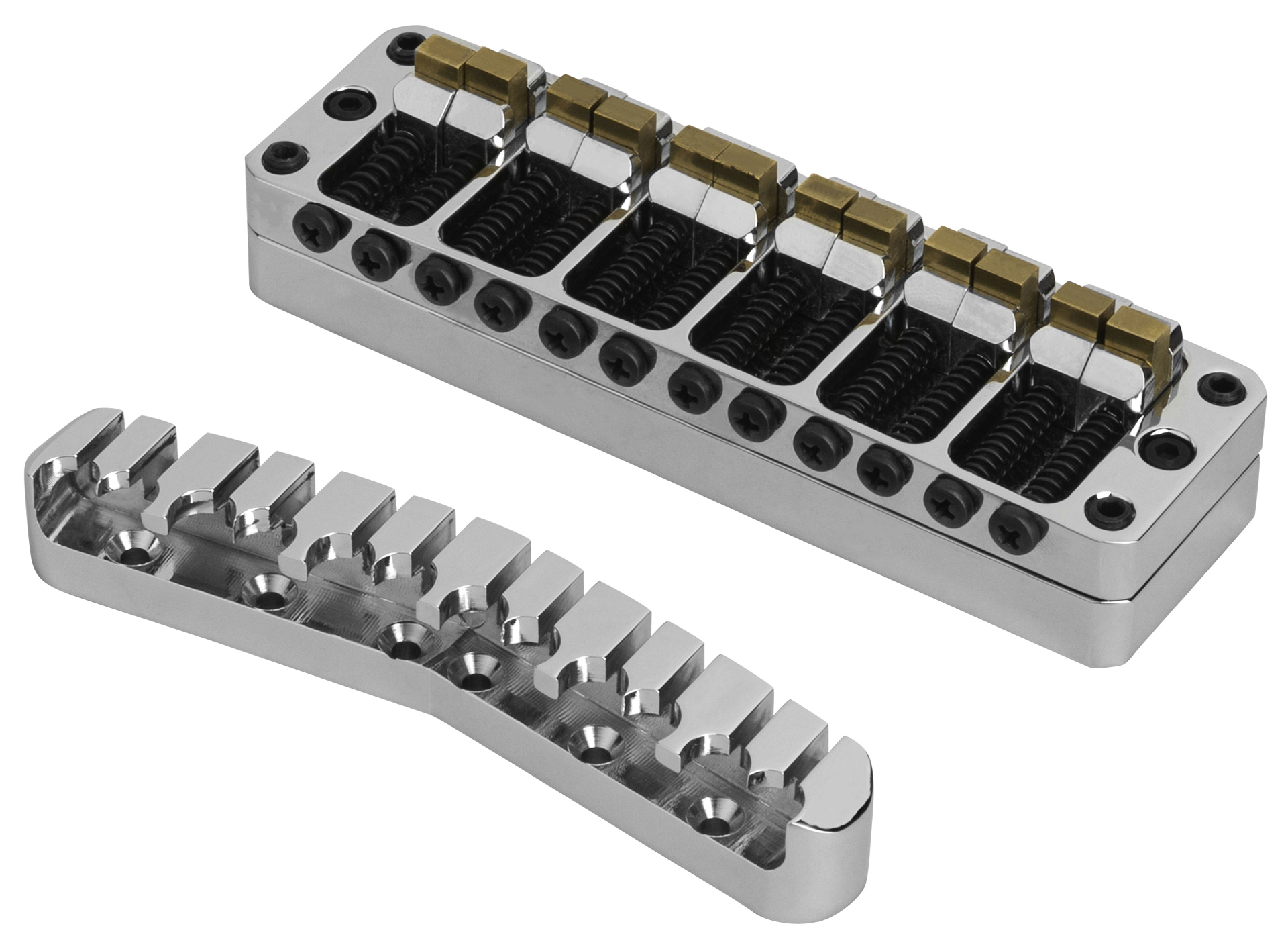 Warwick Parts - 3D Bridge + Tailpiece, 12-String, Brass - Chrome