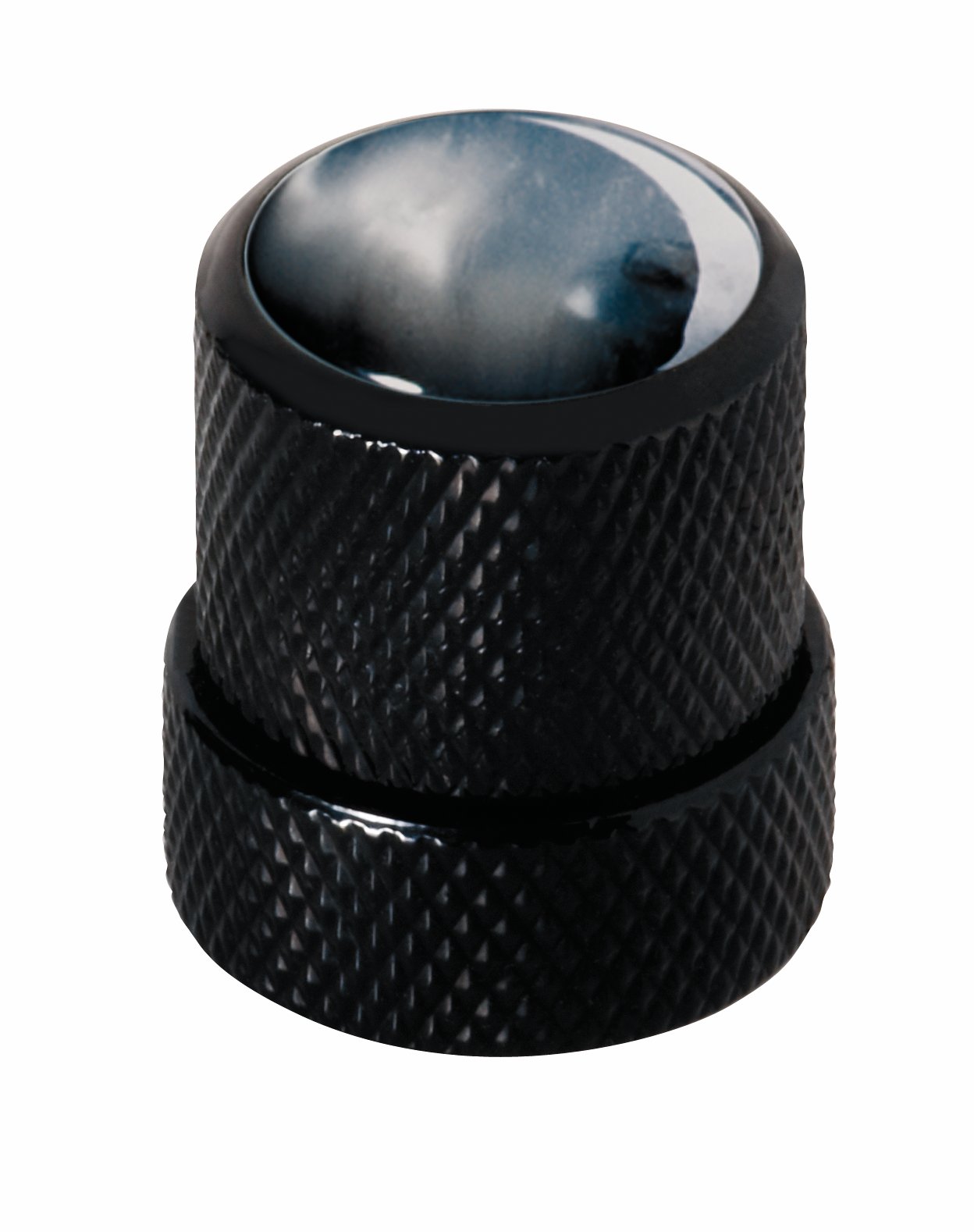 Framus & Warwick - Stacked Potentiometer Dome Knob, Black Perloid, Cap - Black