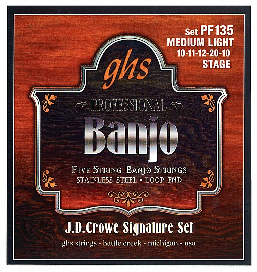 GHS J.D. Crowe Signature - PF135 - Banjo String Set, 5-String, Stainless Steel, Stage, .010-.020