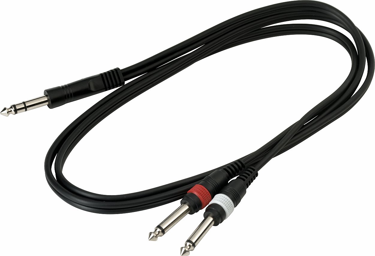 RockCable Patch Cable - TRS (6.3 mm / 1/4") to 2 x TS (6.3 mm / 1/4") - 1.5 m / 4.9 ft