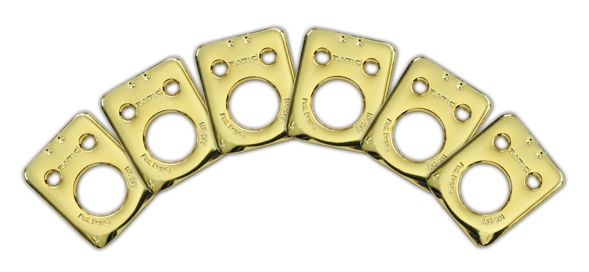 Graph Tech PRT-952-201-G0 Ratio InvisoMatch Mounting Plates, F-Style 2-Pin Hole (6 pcs.) - Gold
