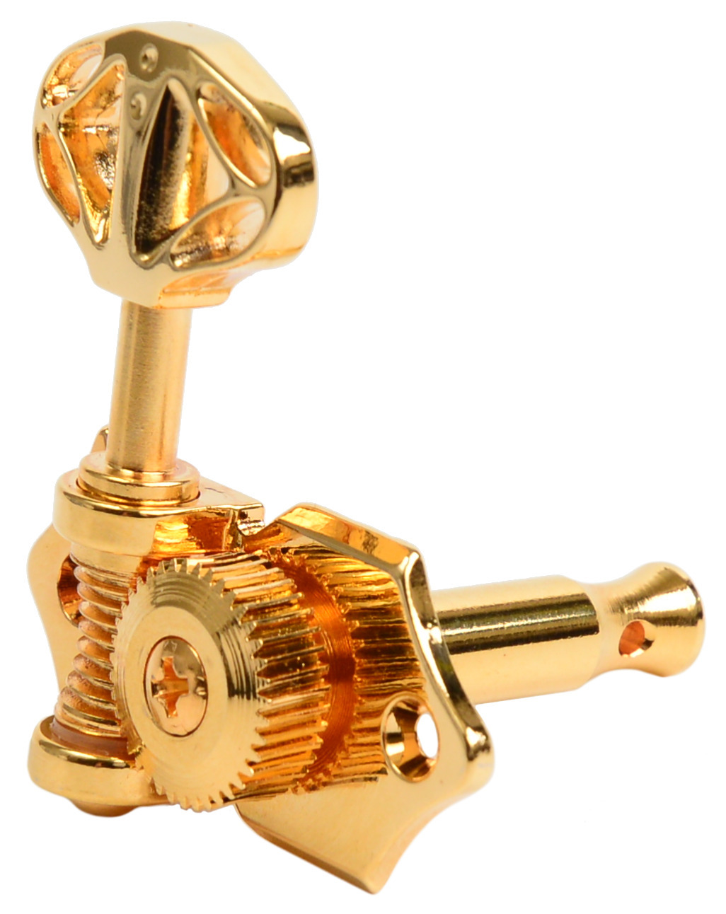 Graph Tech PRN-3411-G0 Ratio Acoustic Guitar Machine Heads, Open Back with Skeleton Button - 3 + 3 - Gold