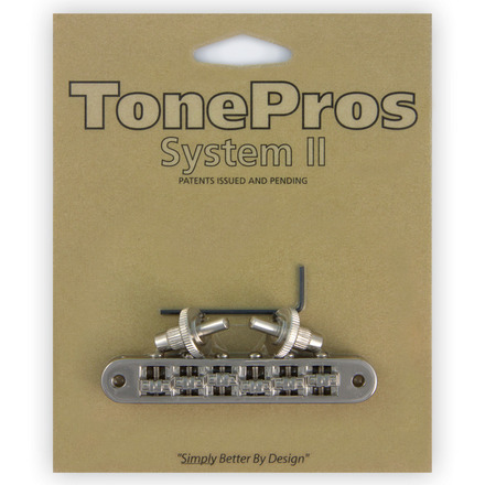 TonePros TP6R N - Standard Tune-O-Matic Bridge with Roller Saddles (Small Posts) - Nickel