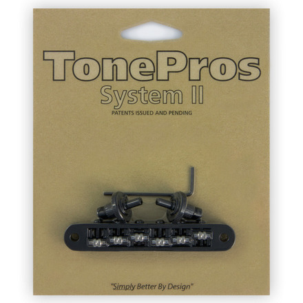 TonePros TP6R B - Standard Tune-O-Matic Bridge with Roller Saddles (Small Posts) - Black
