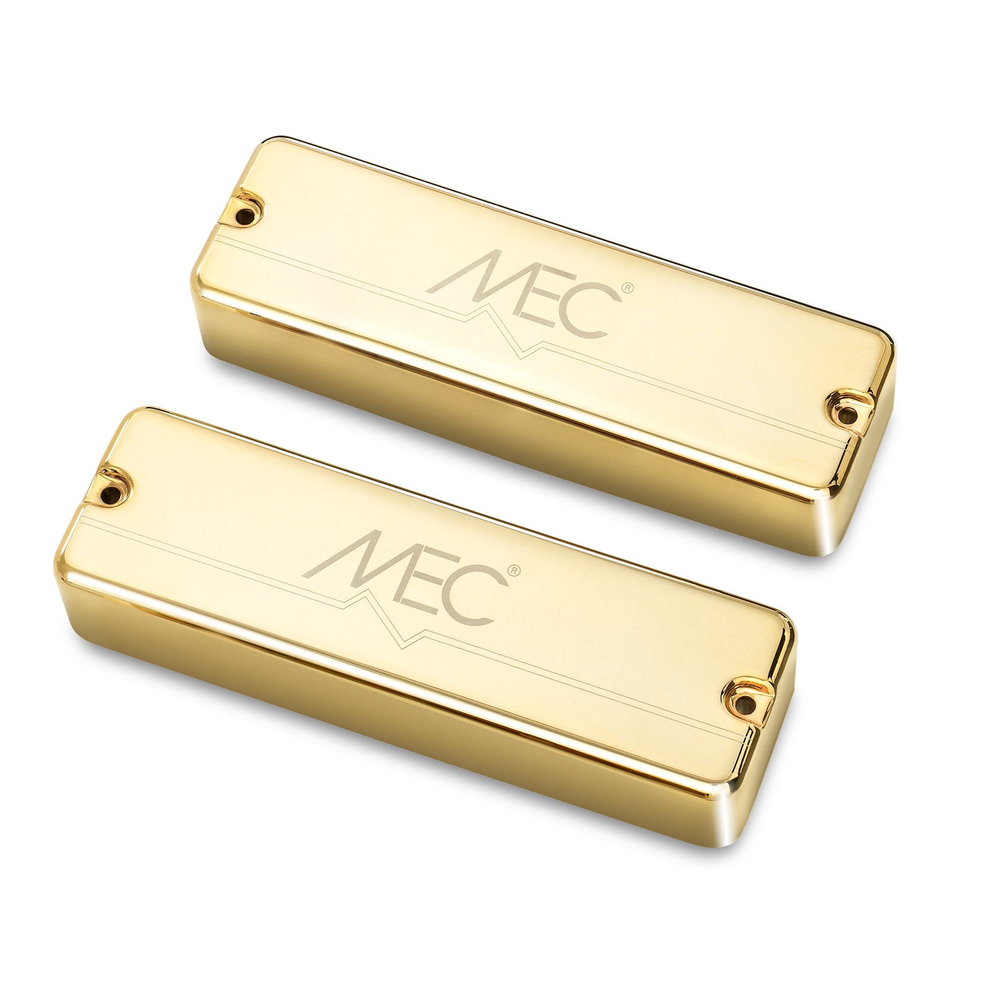 MEC Passive Soapbar Humbucker Bass Pickup Set, Metal Cover, 5-String - Gold