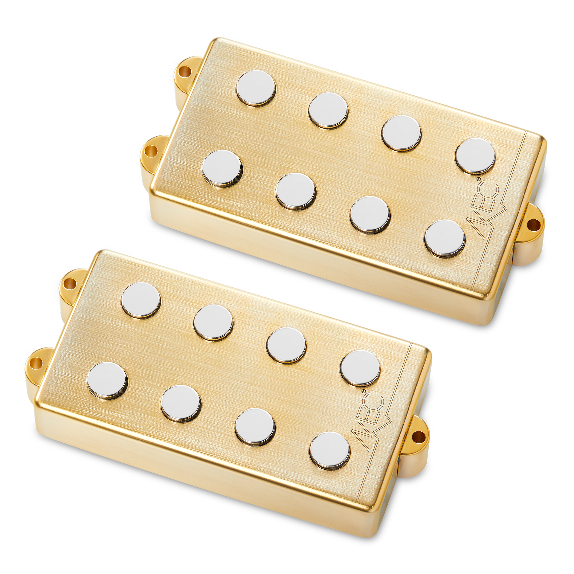 MEC Passive MM-Style Bass Pickup Set, Metal Cover, 4-String - Brushed Gold