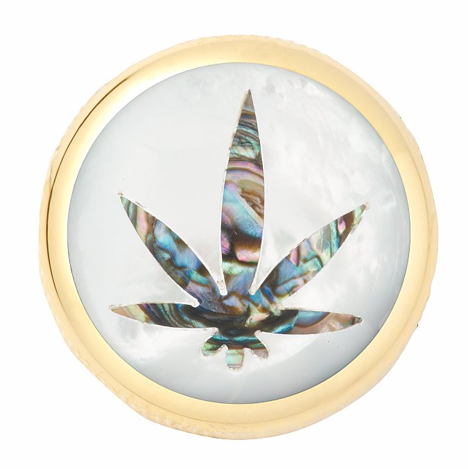 Framus & Warwick - Potentiometer Dome Knob, Cannabis, Inlay - Gold