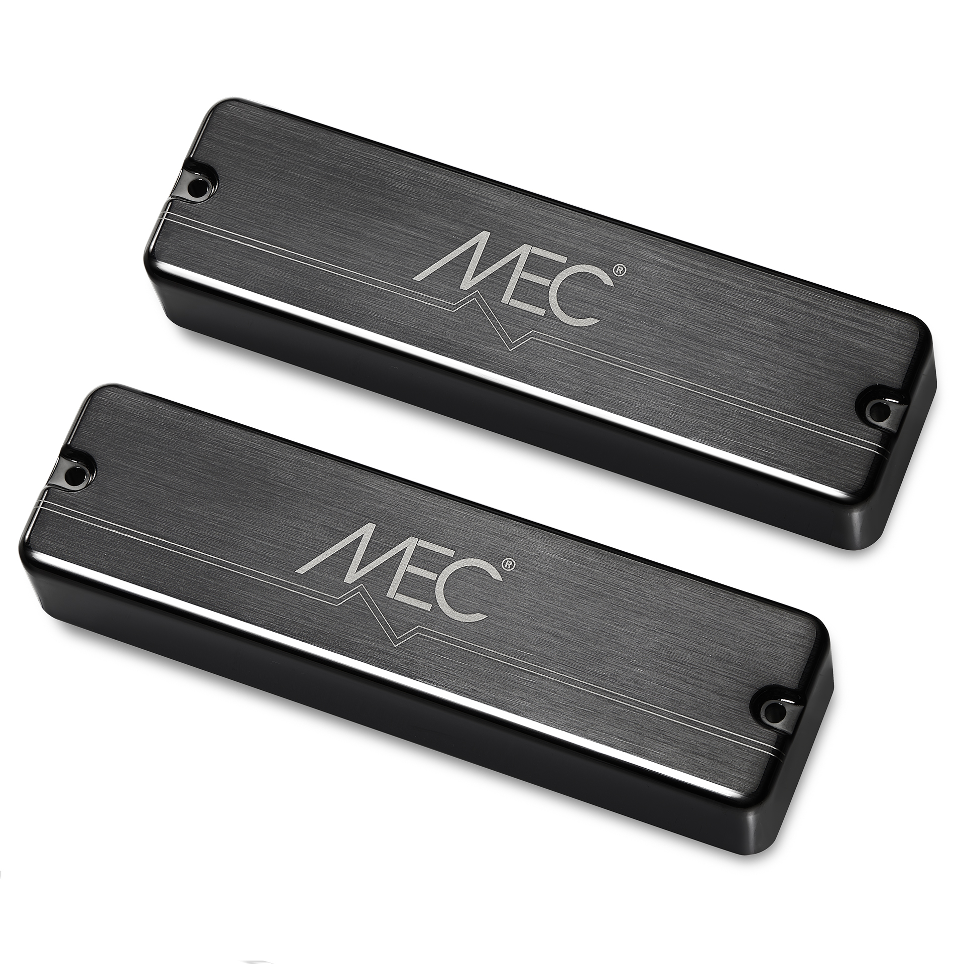 MEC Active Soapbar Humbucker Bass Pickup Set, Metal Cover, 6-String - Brushed Black Chrome