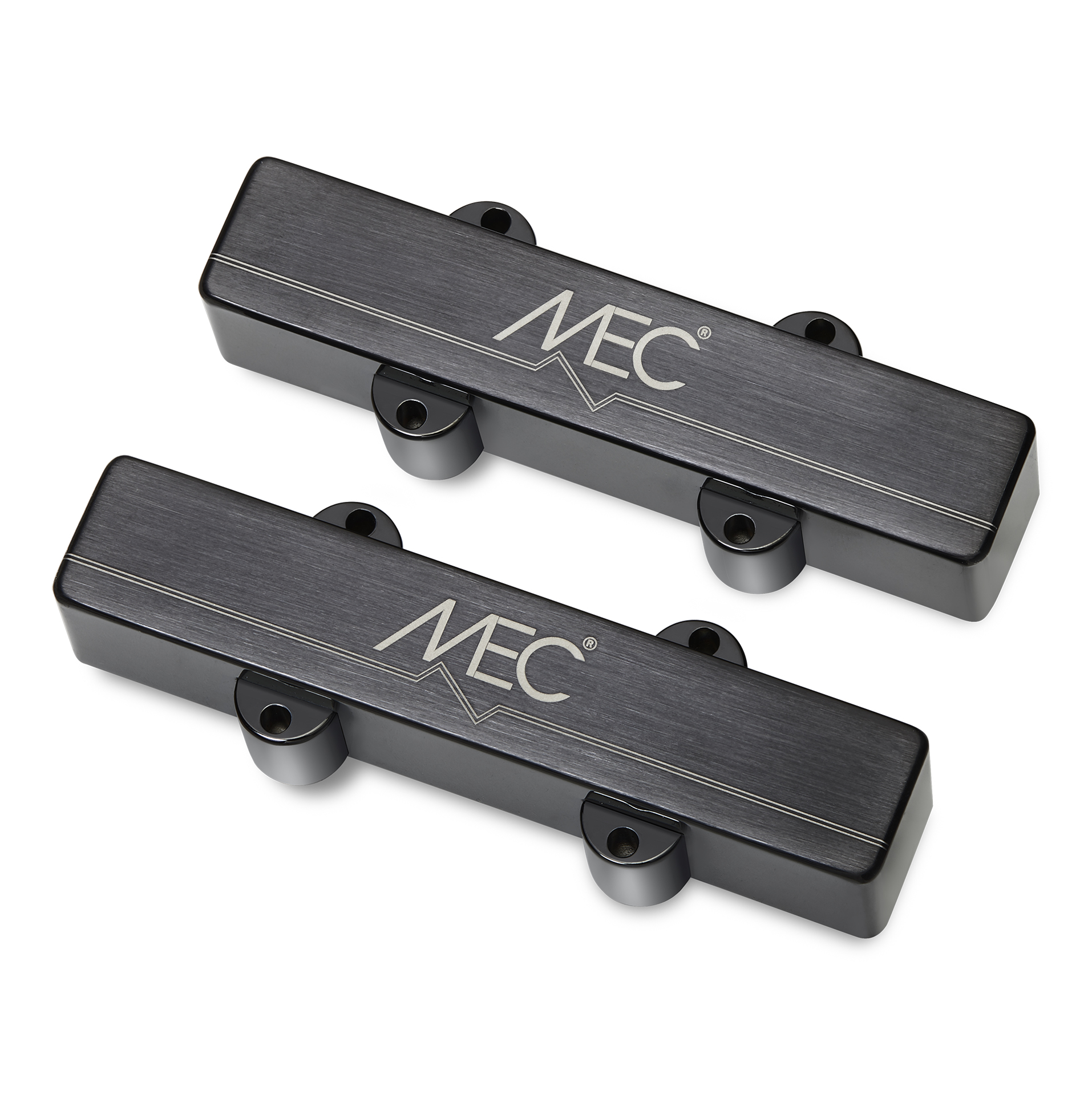 MEC Active J/J-Style Bass Pickup Set, Metal Cover, 5-String - Brushed Black Chrome