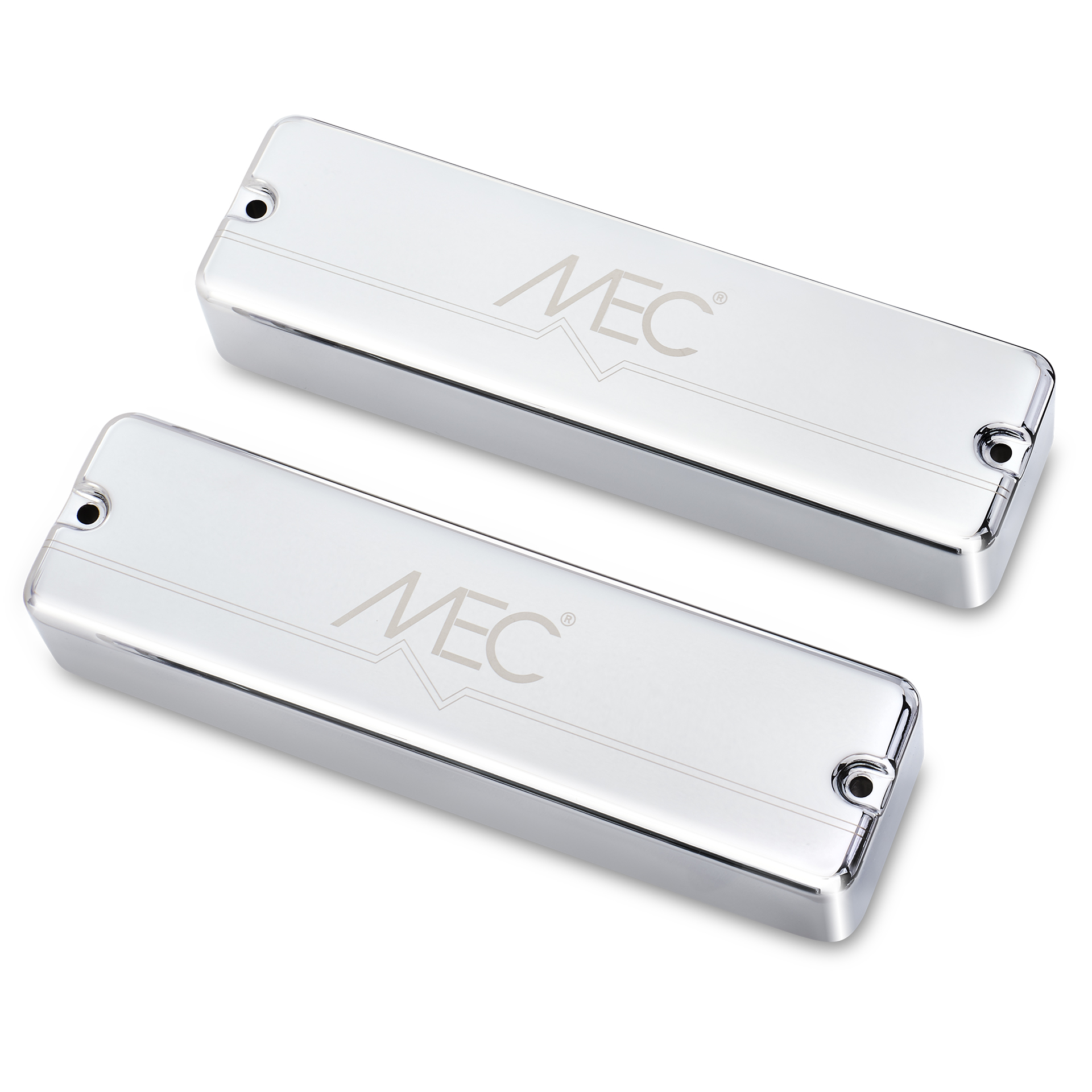 MEC Passive Soapbar Humbucker Bass Pickup Set, Metal Cover, 6-String - Chrome