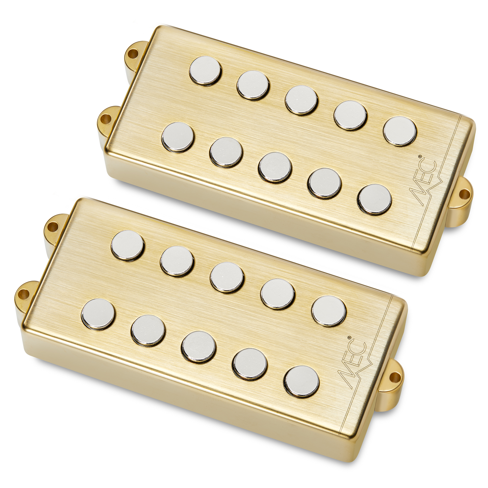 MEC Passive MM-Style Bass Pickup Set, Metal Cover, 5-String - Brushed Gold