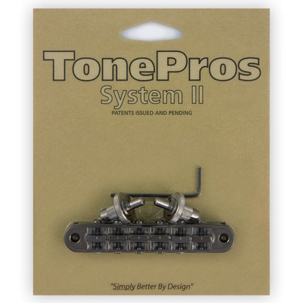 TonePros T3BP BC - Standard Tune-O-Matic Bridge (Small Posts / Notched Saddles) - Black Chrome