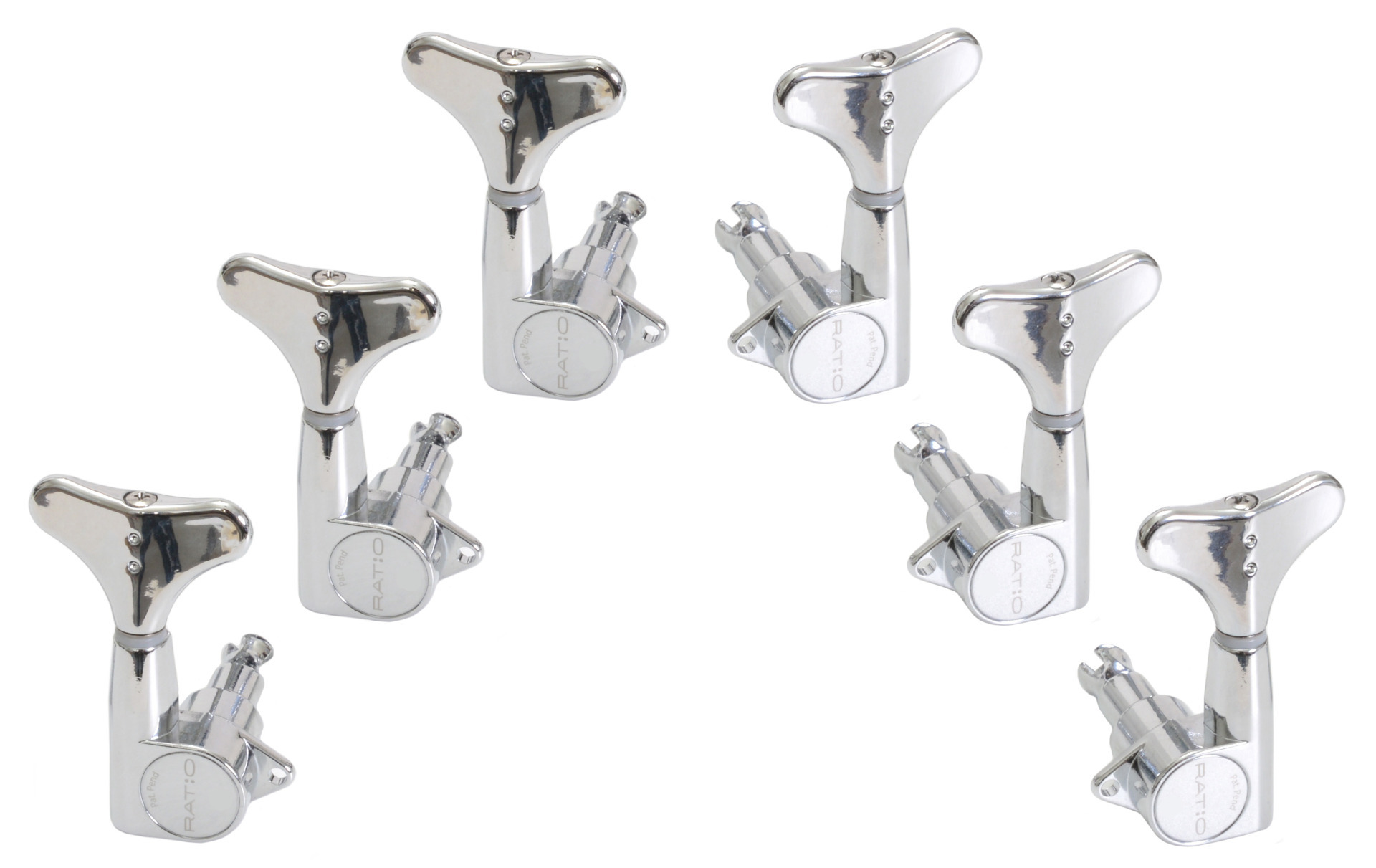 Graph Tech PRB-6330-C0 Ratio Bass Machine Heads with Y-Style Button - 6-String, 3 + 3 - Chrome