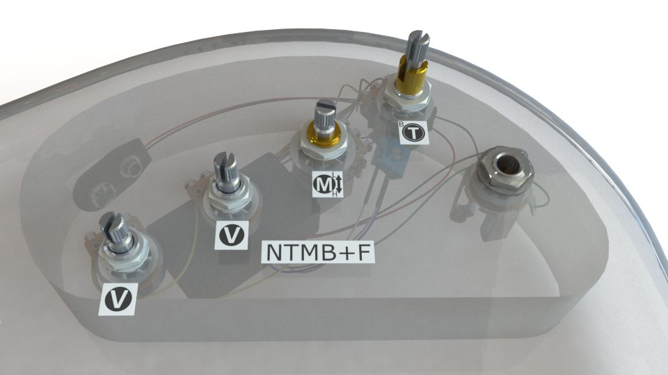 Bartolini NTMB+F 3-Band Preamp (HR-4.4J/918), 4 Inline Pots