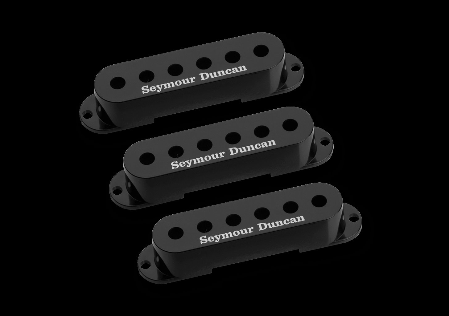 Seymour Duncan Pickup Cover Set for Strat - Black with Logo