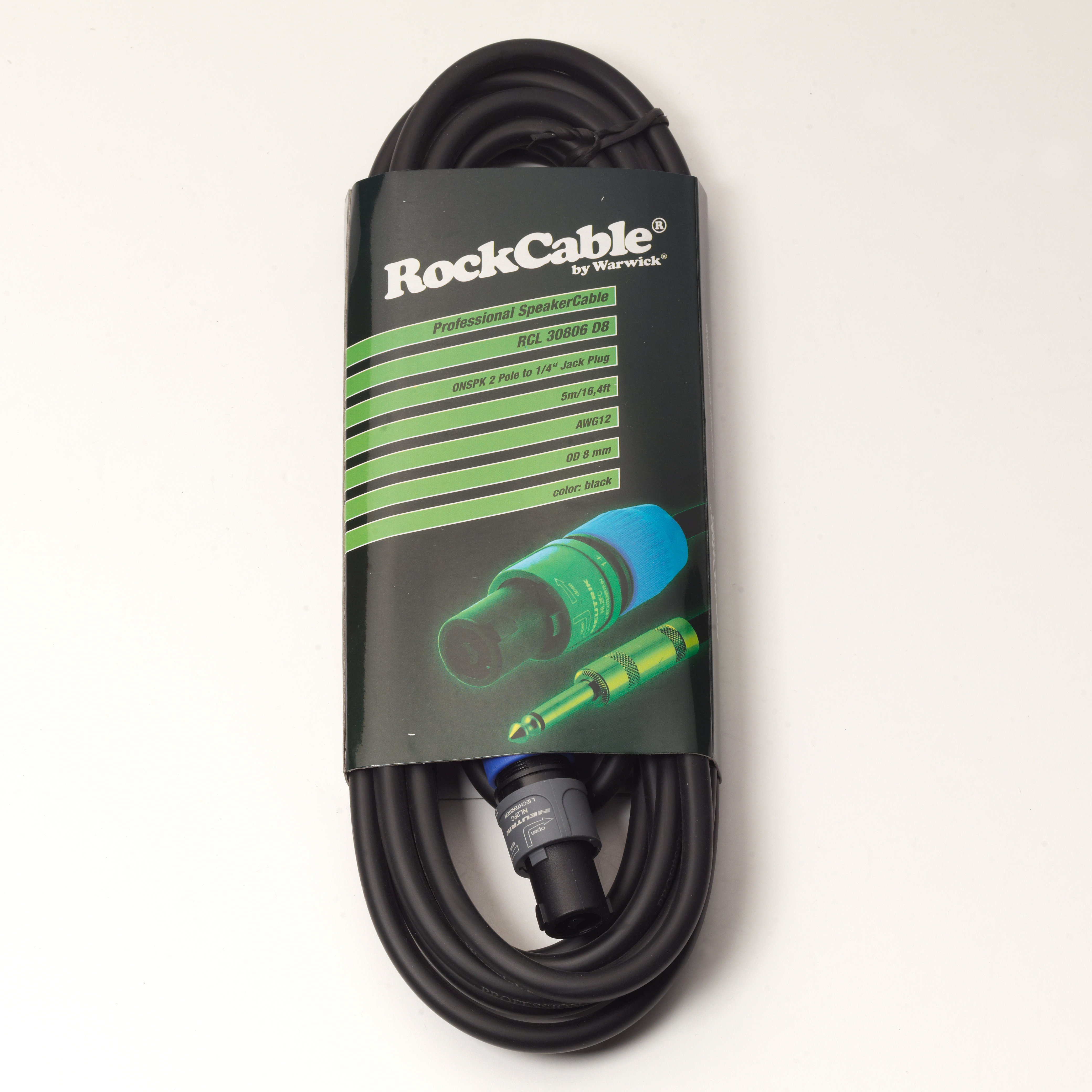 RockCable Speaker Cable - Speakon Plug (2-pole) / Straight TS (6.3 mm / 1/4") - 5 m / 16.4 ft