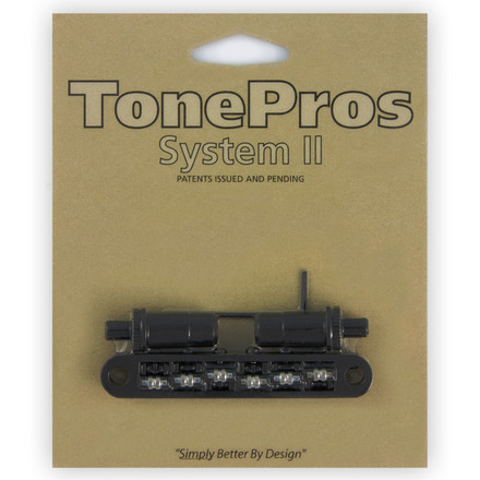 TonePros TPFR B - Metric Tune-O-Matic Bridge with Roller Saddles (Large Posts) - Black