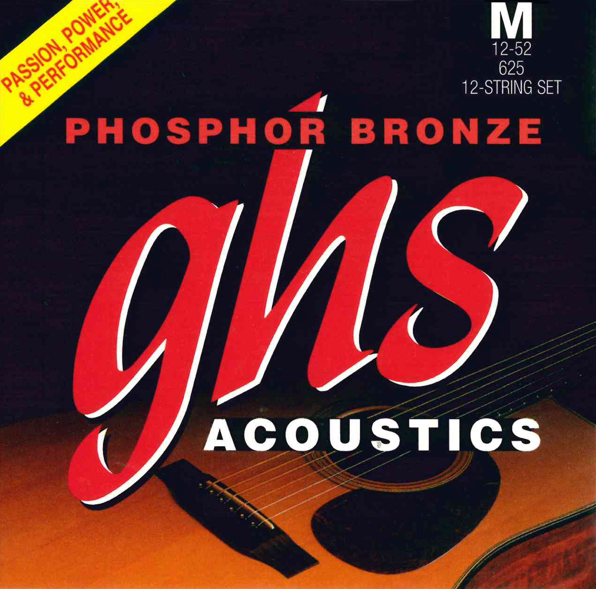 GHS Phosphor Bronze - 625 - Acoustic Guitar String Set, 12-String Medium, .012-.052