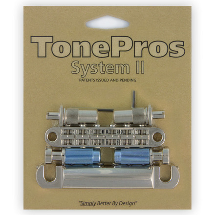 TonePros LPM02 N - Metric Tune-O-Matic Bridge and Tailpiece Set (Large Posts / Notched Saddles) - Nickel