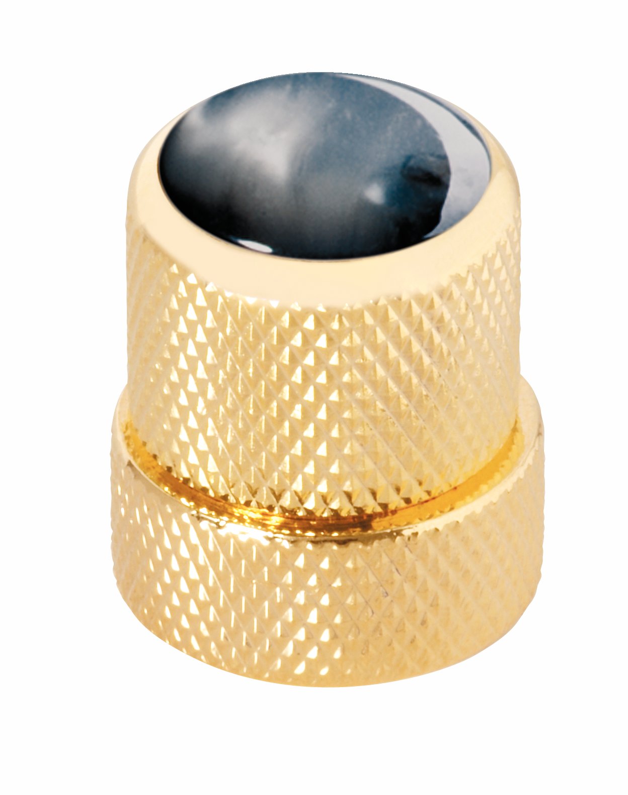 Framus & Warwick - Stacked Potentiometer Dome Knob, Black Perloid, Cap - Gold