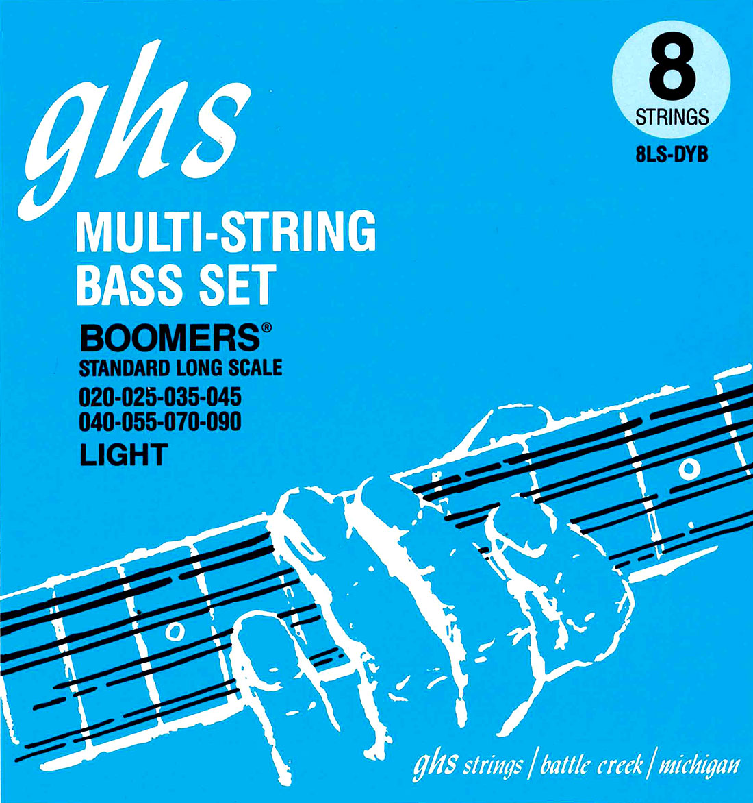 GHS Bass Boomers - Bass String Set, 8-String, Regular, .020-.090