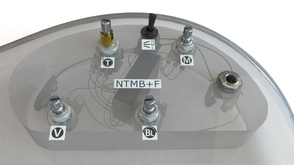 Bartolini NTMB+F 3-Band Preamp (HR-4.7/918), 4 Pots, 1 Toggle