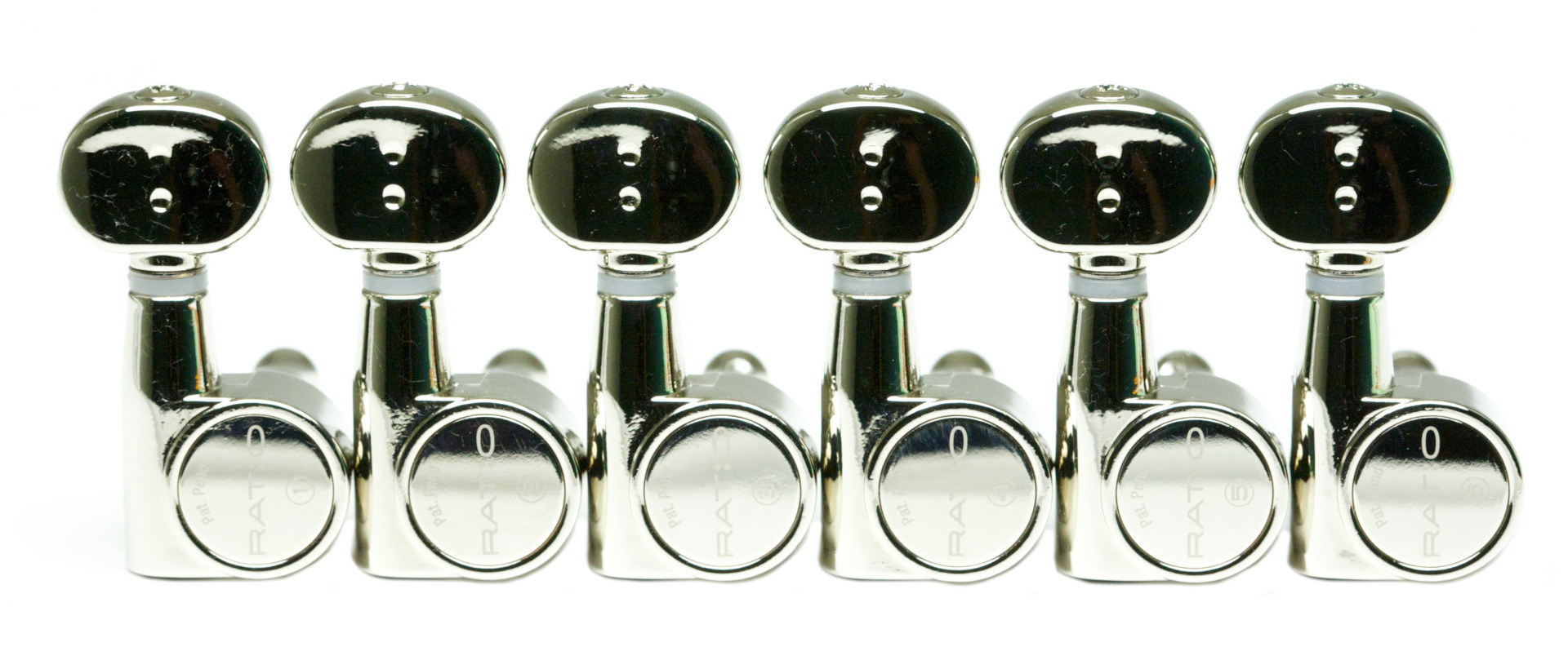 Graph Tech PRN-2731-N0 Ratio Electric Guitar Machine Heads with Classic Button - 6-in-Line, Bass Side (Left) - Nickel