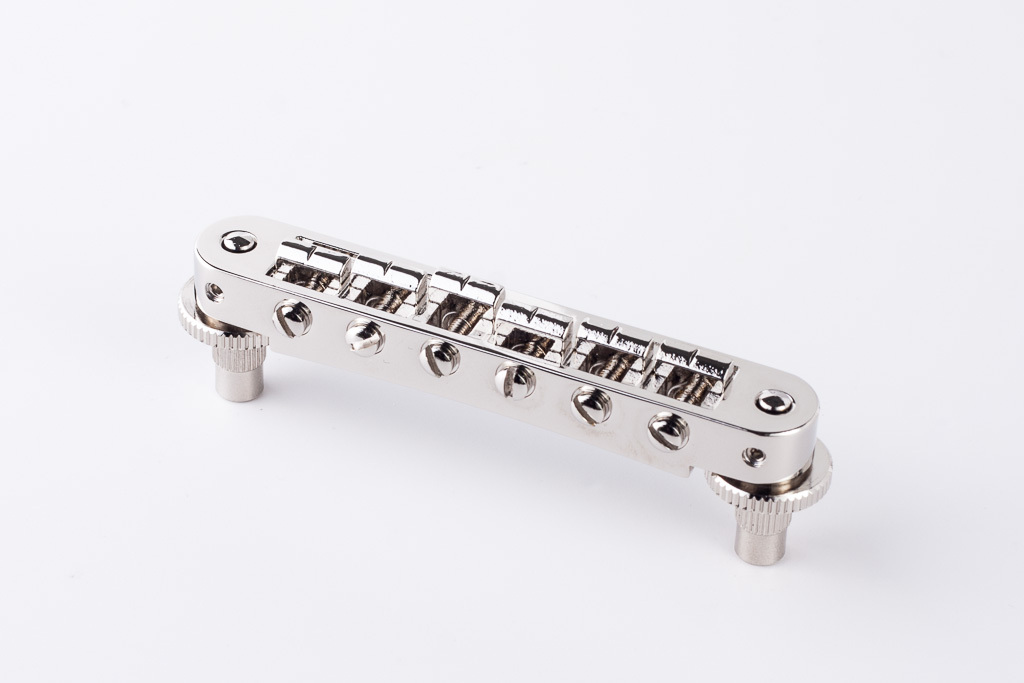 TonePros TP6A N - Standard Aluminium Tune-O-Matic Bridge with Bell Brass Saddles (Small Posts / Notched Saddles)