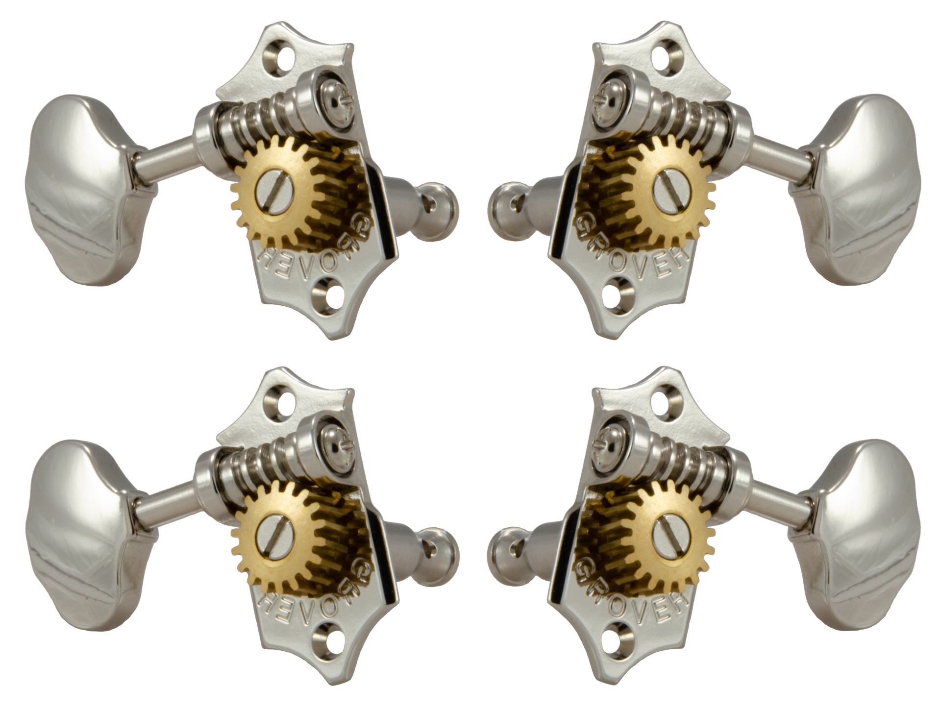 Grover U99-18N Sta-Tite Geared Ukulele Pegs with Metal Button, 21 mm Post - 4 pcs. - Nickel