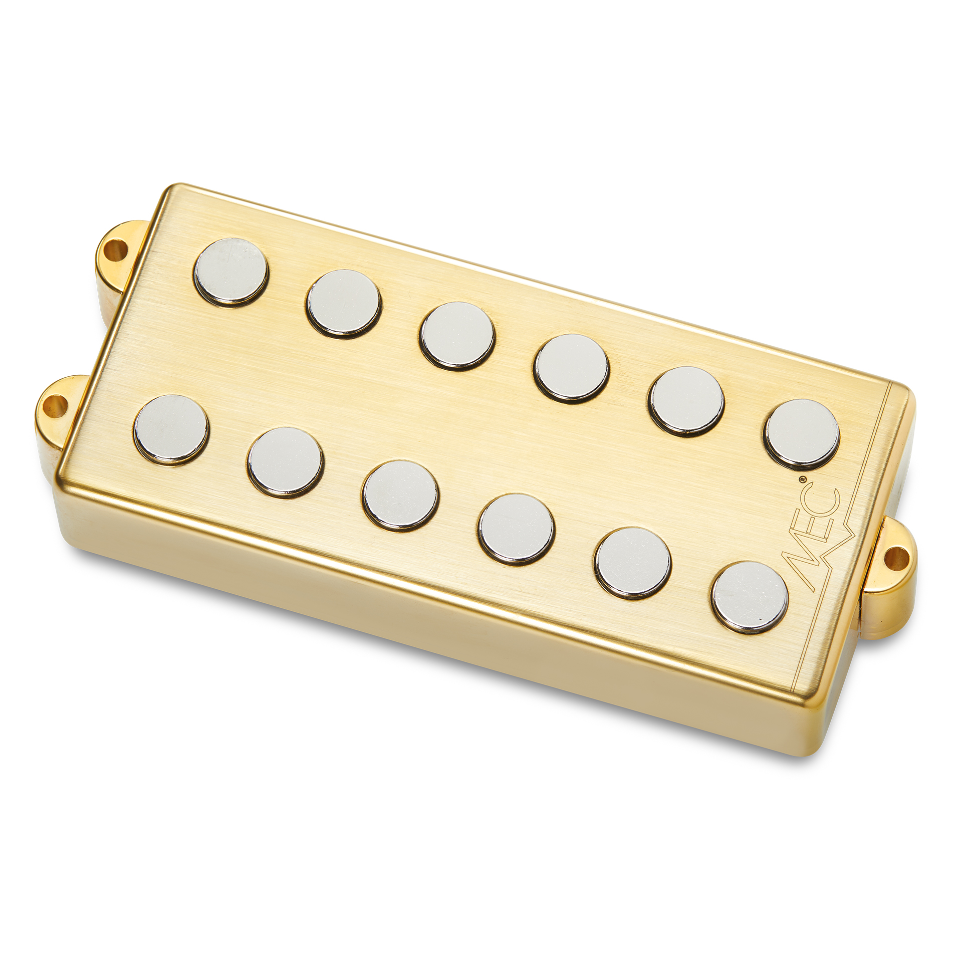 MEC Passive MM-Style Bass Pickup, Metal Cover, 6-String, Neck - Brushed Gold