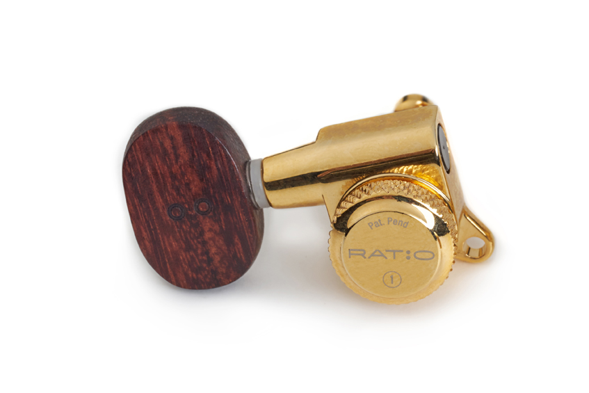 Framus Parts - Ratio Locking Machineheads, 3+3, Rosewood Buttons - Gold