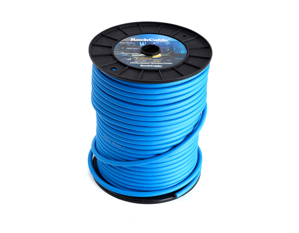 RockCable Speaker Cable Roll (Coaxial, 2x4 mm), 100 m / 328 ft - Blue
