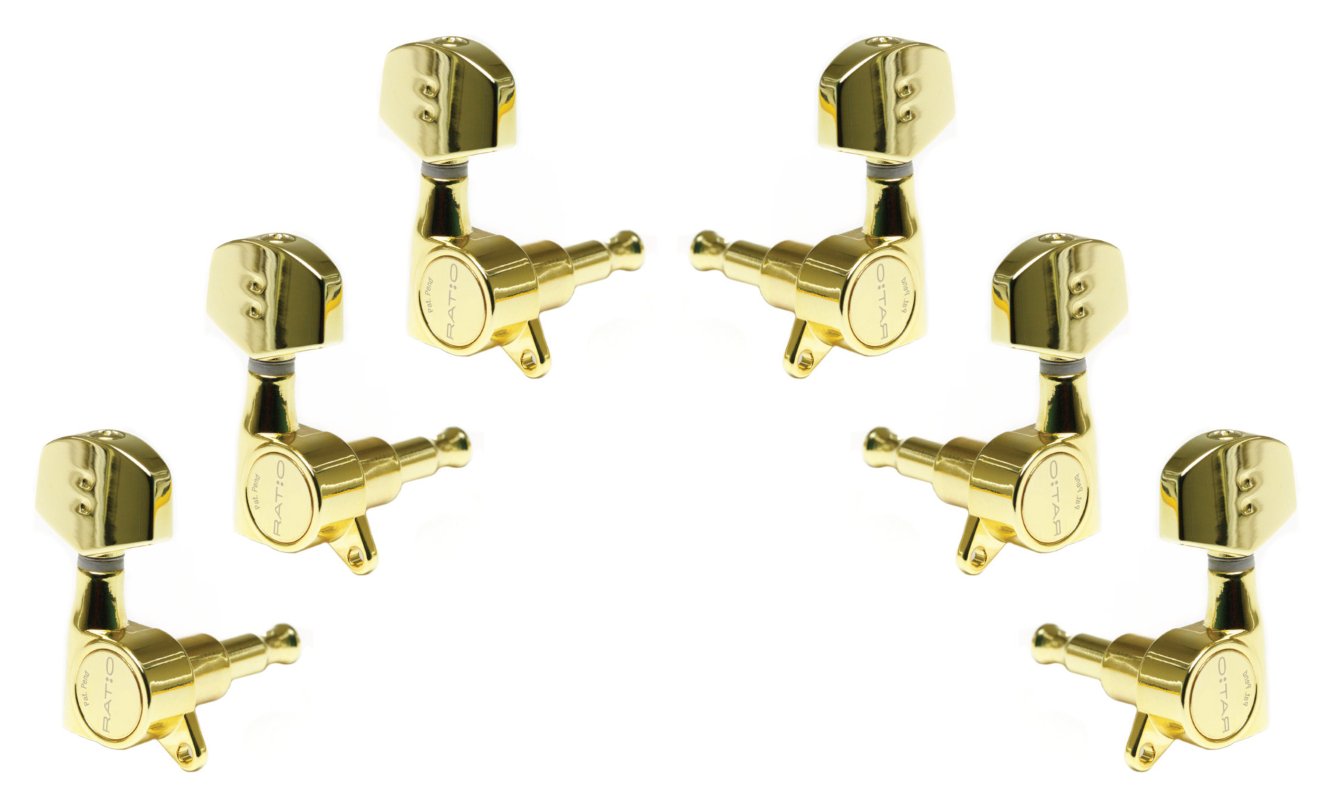 Graph Tech PRN-4311-G0 Ratio Electric Guitar Machine Heads with Contemporary Button, Offset Screw - 3 + 3 - Gold