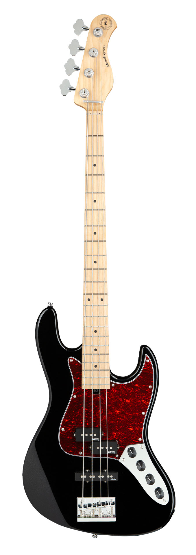 Sadowsky MetroExpress 21-Fret Hybrid P/J Bass, Maple Fingerboard, 4-String - Solid Black High Polish