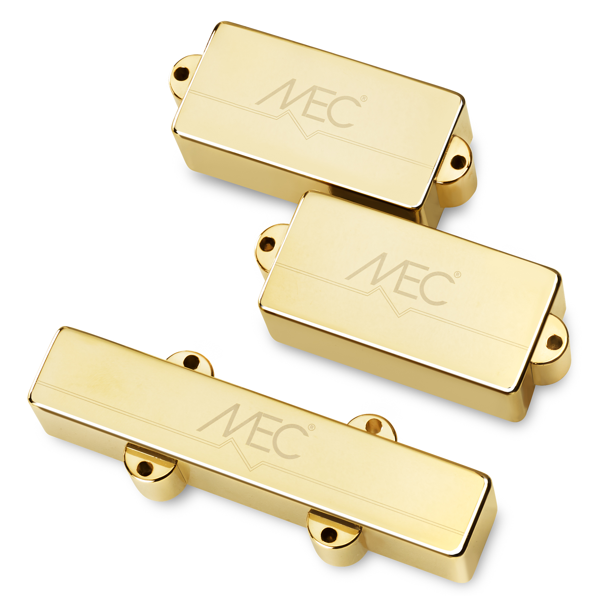 MEC Active P/J-Style Bass Pickup Set, Metal Cover, 4-String - Gold