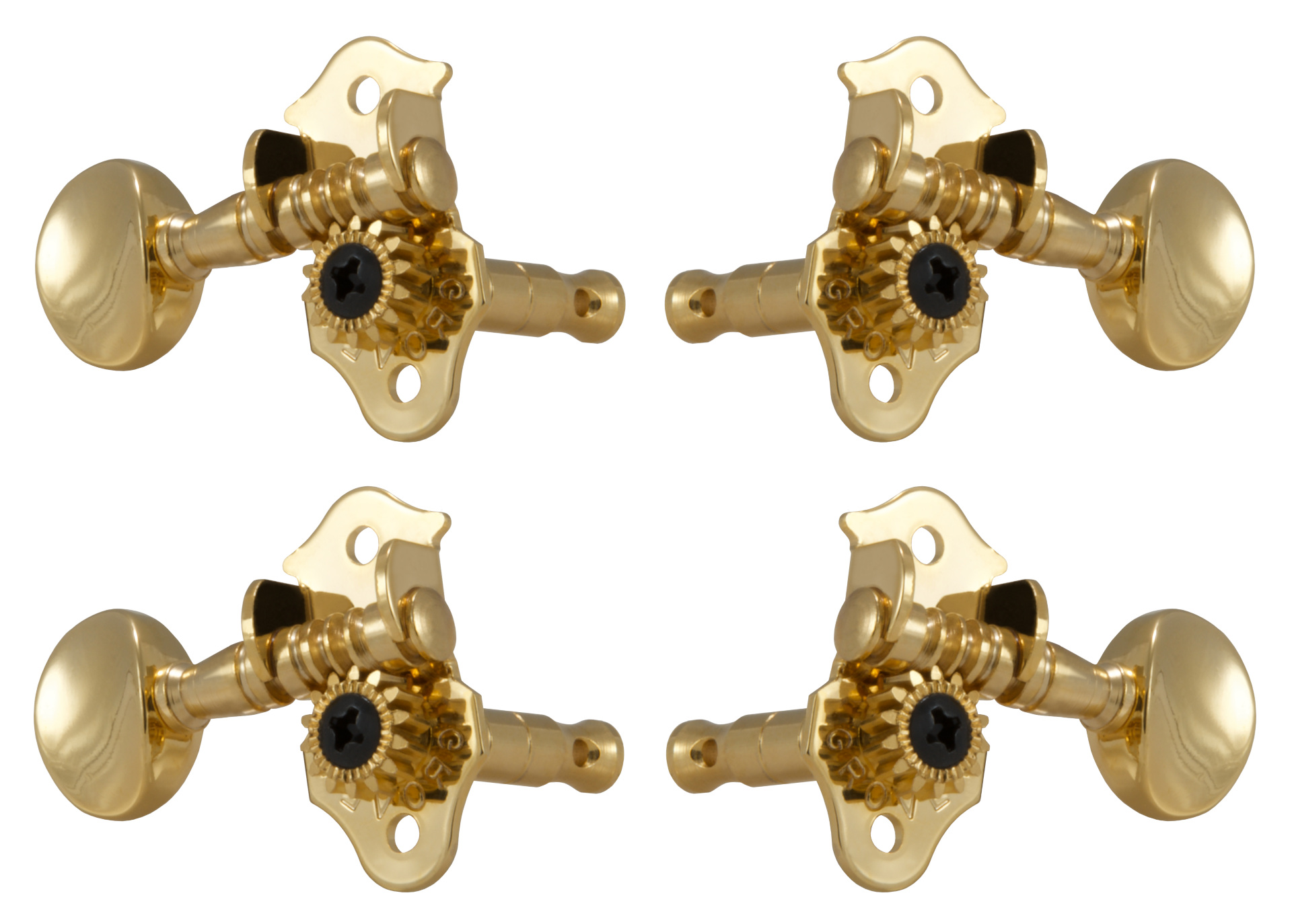 Grover 8G Sta-Tite Geared Ukulele Pegs with Metal Button - 4 pcs. - Gold