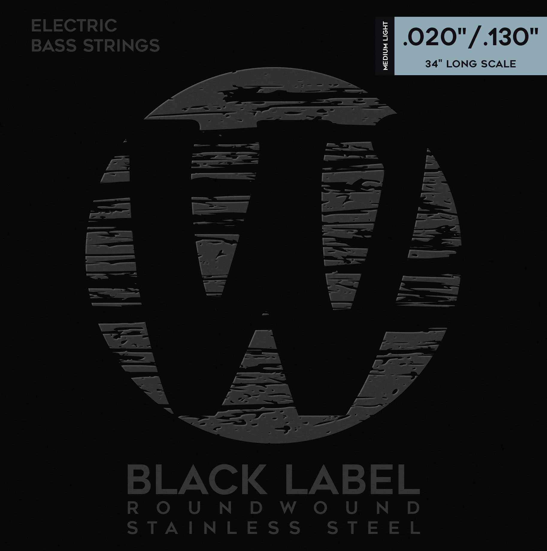 Warwick Black Label Bass String Set, Stainless Steel - 6-String, Medium Light, .020-.130