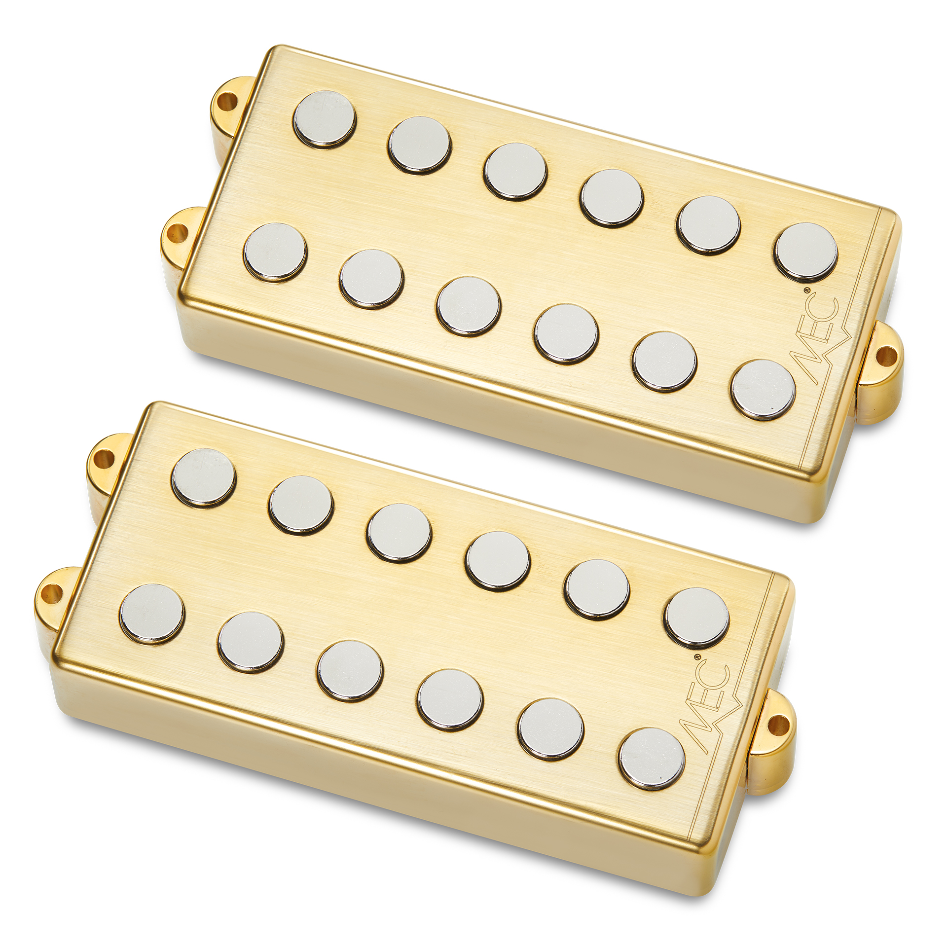 MEC Passive MM-Style Bass Pickup Set, Metal Cover, 6-String - Brushed Gold