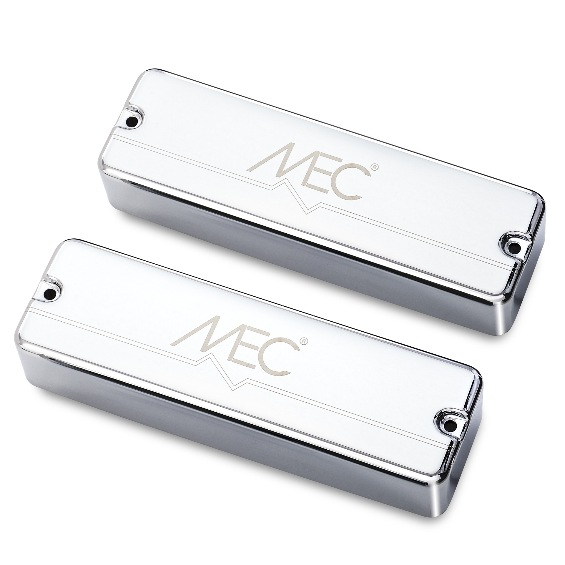 MEC Passive Soapbar Humbucker Bass Pickup Set, Metal Cover, 5-String - Chrome