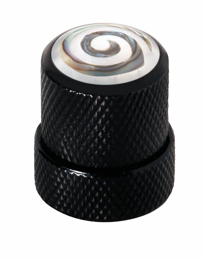 Framus & Warwick - Stacked Potentiometer Dome Knob, Spiral, Inlay - Black