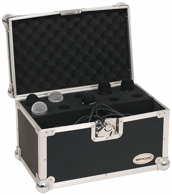 RockCase - Standard Line - Microphone Flight Case incl. Accessory Compartment (10 Microphones)