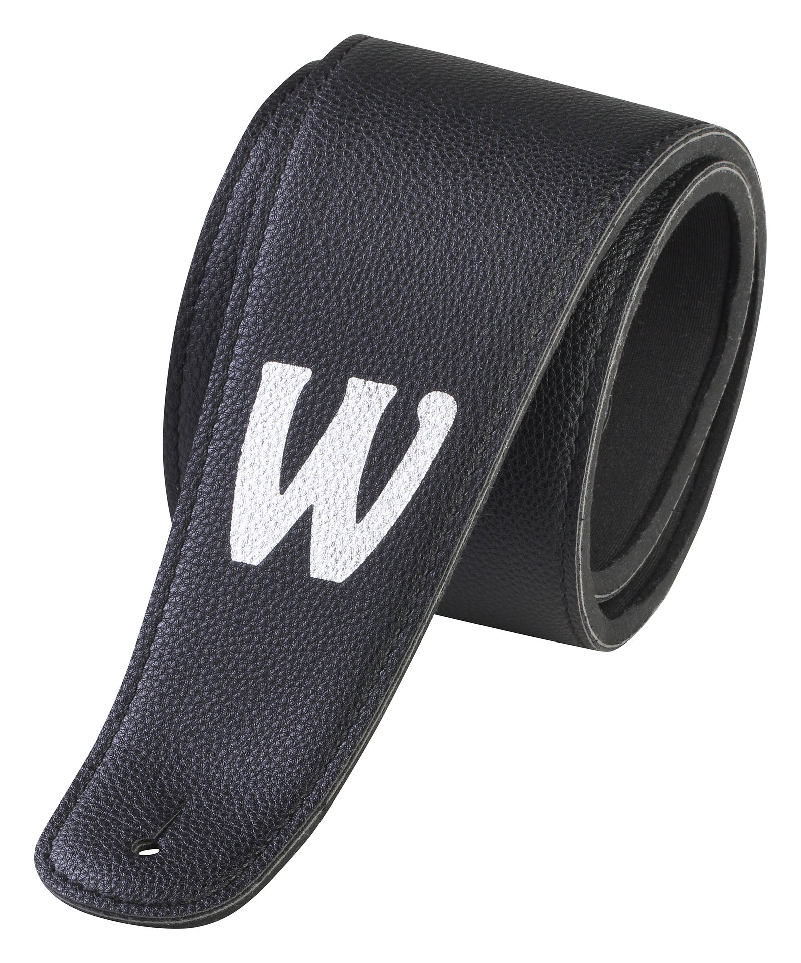 Warwick Synthetic Leather Bass Strap with Neoprene Padding - Black, Silver Embossing