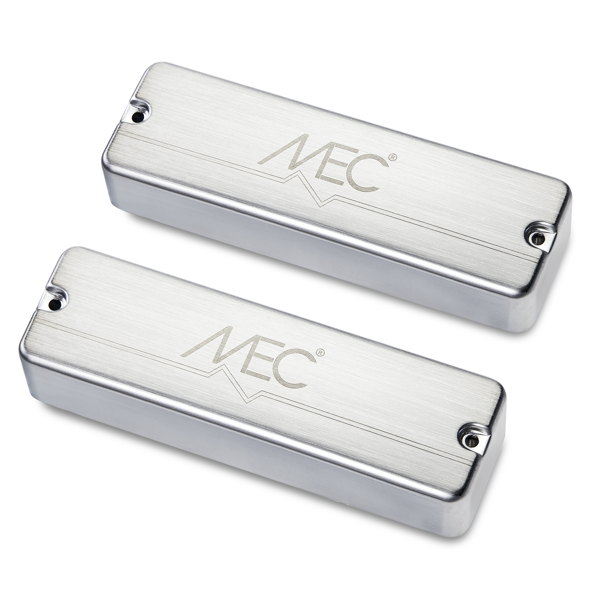 MEC Passive Soapbar Humbucker Bass Pickup Set, Metal Cover, 5-String - Brushed Chrome