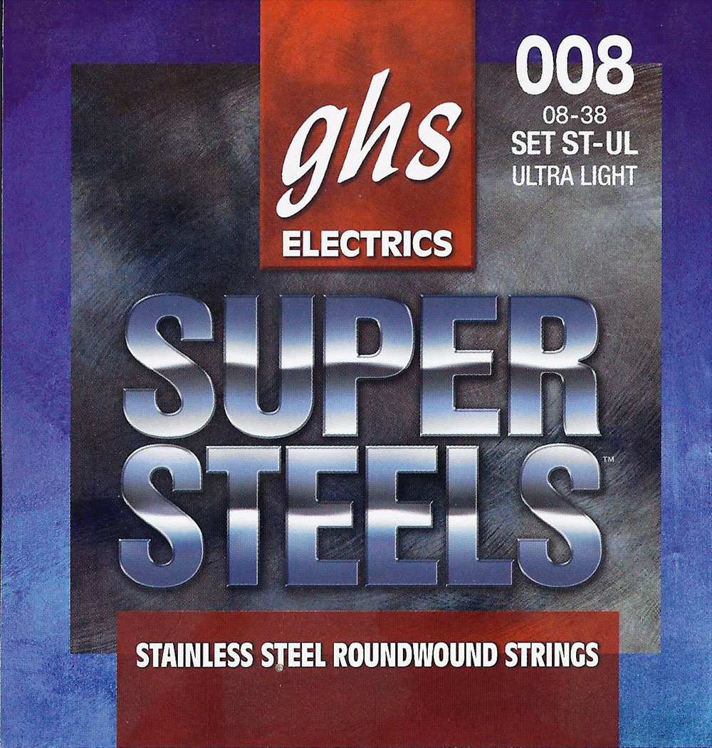 GHS SUPER STEELS - ST-UL - Electric Guitar String Set, Ultra Light, .008-.038