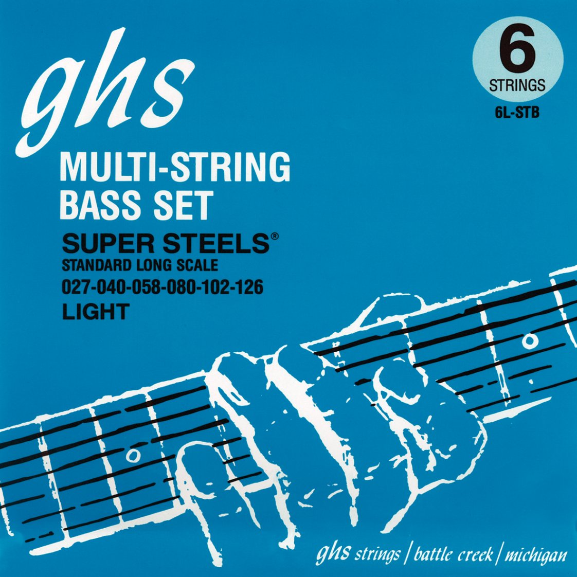 GHS Super Steels - 6L-STB - Bass String Set, 6-String, Medium Light, .027-.126, High C