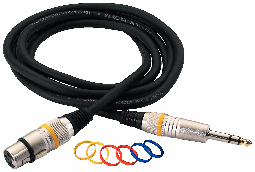 RockCable Microphone Cable - XLR (female) / TRS (6.3 mm / 1/4"), Balanced, Color Coded - 2 m / 6.6 ft