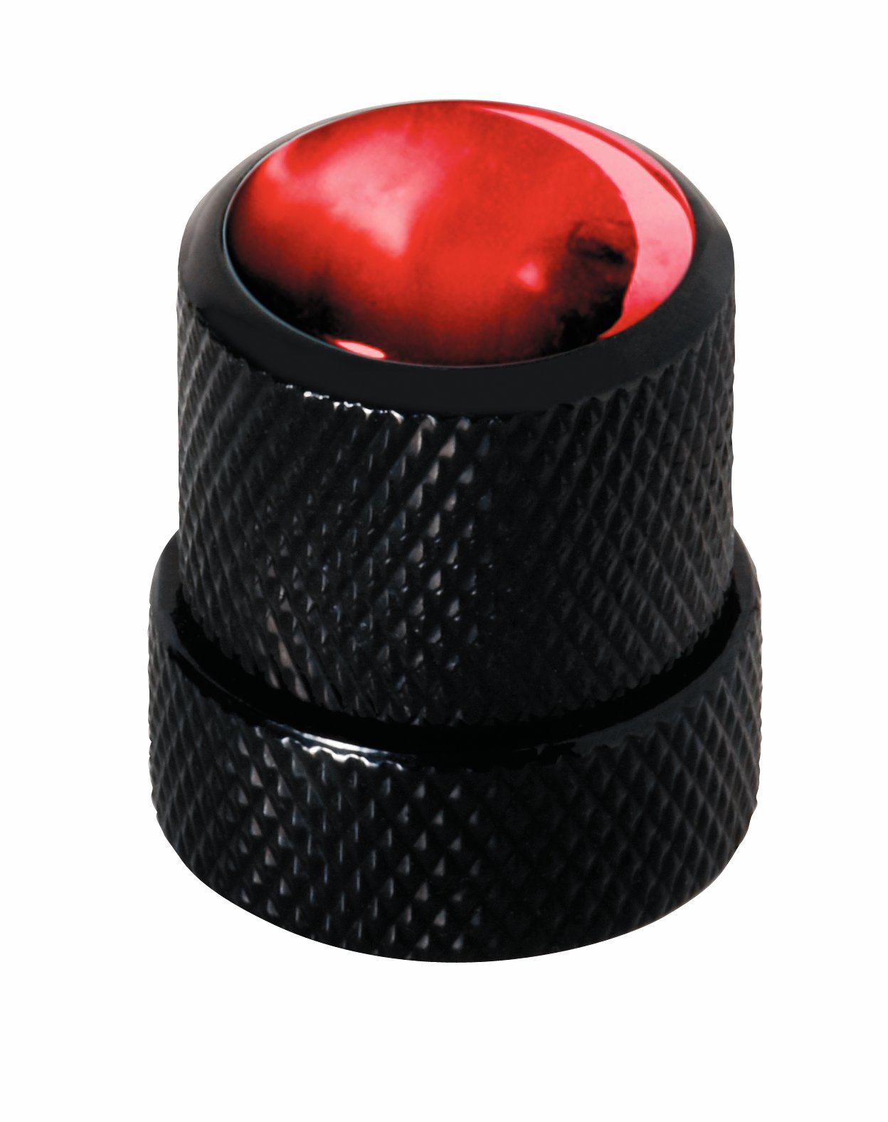 Framus & Warwick - Stacked Potentiometer Dome Knob, Red Perloid, Cap - Black