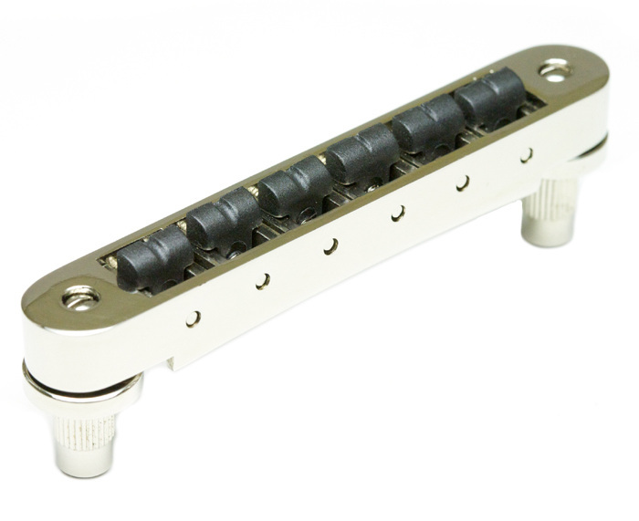 ResoMax PS-8843-N0 - NV2 Tune-O-Matic Bridge with String Saver Saddles (Small Posts, 4 mm) - Nickel